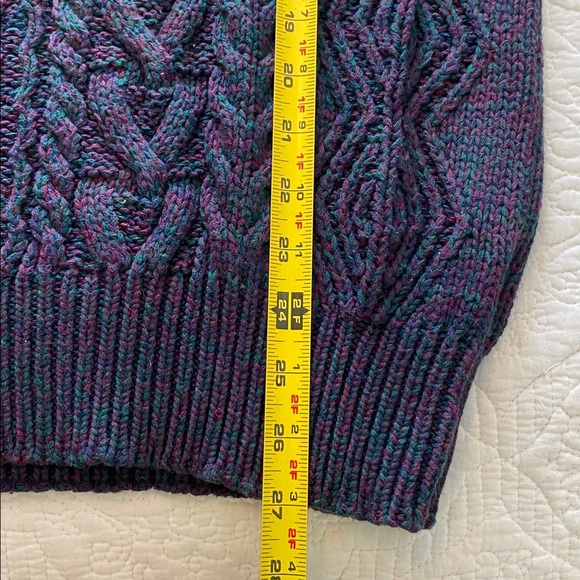 Vintage Eddie Bauer men's purple speckled cable knit fisherman's sweater - Picture 5 of 6